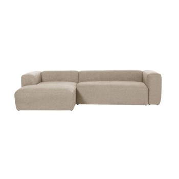 Divano Blok 3 posti con chaise longue sinistra beige 300 cm