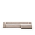 Beige 4-seater Blok sofa with right chaise longue 330 cm