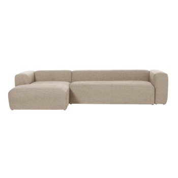 Divano Blok 4 posti chaise longue sinistra beige 330 cm