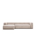 Beige 4-seater Blok sofa with left chaise longue 330 cm