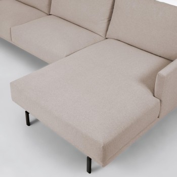 Divano Galene 3 posti con chaise longue destro beige 254 cm