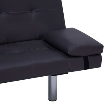 Adjustable Sofa Bed with 2 Leatherette Cushions