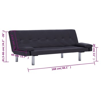 Adjustable Sofa Bed with 2 Leatherette Cushions