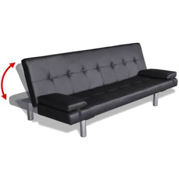 Adjustable Sofa Bed with 2 Leatherette Cushions