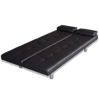 Adjustable Sofa Bed with 2 Leatherette Cushions