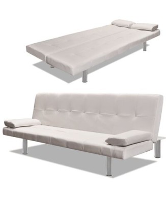 Adjustable Sofa Bed with 2 Leatherette Cushions