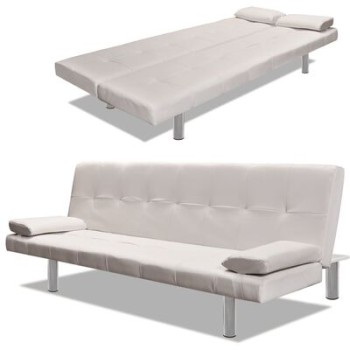 Adjustable Sofa Bed with 2 Leatherette Cushions