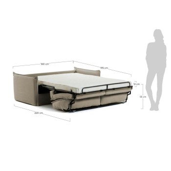 Samsa 2-seater polyurethane sofa bed 202 cm