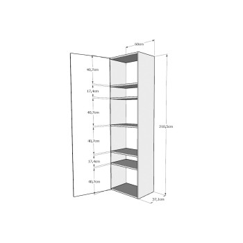 Isoka Elements - Floor standing column base L.60 H.210.3 P.39.2 left-right Natural oak