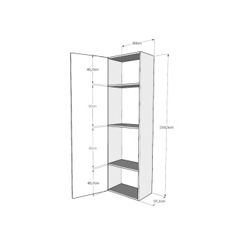 Isoka Elements - Column wall unit L.60 H.210.3 P.39.2 left-right Natural oak