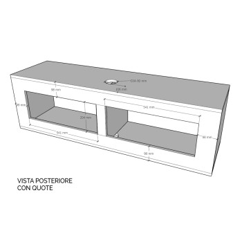 Isoka Elements - Flap TV wall unit with cable gland L.133.6 H.40 P.39.2 Nature Oak