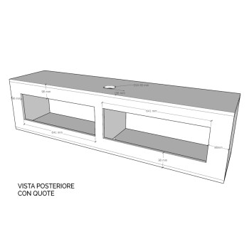 Isoka Elements - Flap TV wall unit with cable gland L.153.6 H.40 P.39.2 Nature Oak