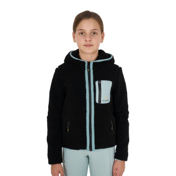 GIRL'S SWEATSHIRT IN CURLED FLEECE WITH FRONT ZIP