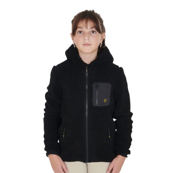 GIRL'S SWEATSHIRT IN CURLED FLEECE WITH FRONT ZIP