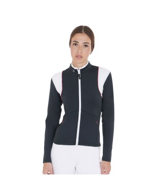 WOMEN'S SWEATSHIRT IN TECHNICAL FABRIC WITH PERFORATED INSERTS