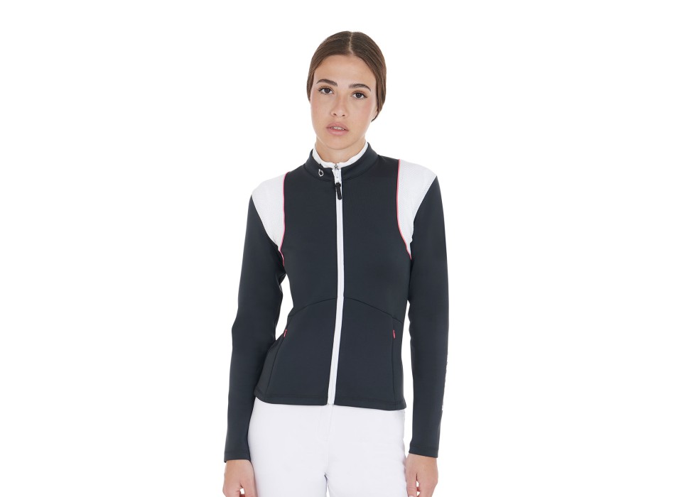 WOMEN'S SWEATSHIRT IN TECHNICAL FABRIC WITH PERFORATED INSERTS