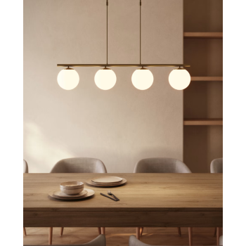 Mahala ceiling lamp in brass finish steel with 4 spheres