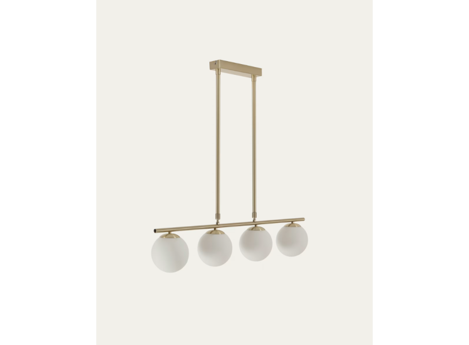 Mahala ceiling lamp in brass finish steel with 4 spheres