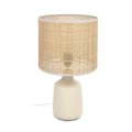 Erna table lamp in white ceramic and bamboo with a natural finish