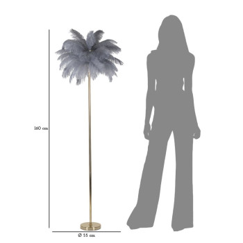 GRAY PALM FLOOR LAMP