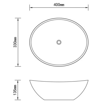 Luxury Oval Washbasin 40x33 cm in Ceramic