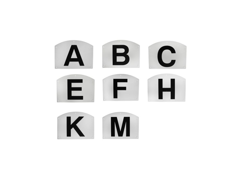 PLASTIC DRESSAGE LETTERS TO ATTACH SET OF 8 PCS A,B,C,E,F,H,K,M