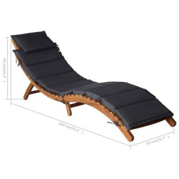 Sunbed in Solid Brown Acacia Wood