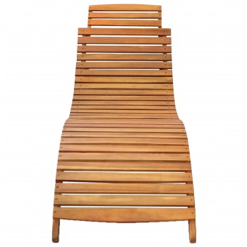 Sunbed in Solid Brown Acacia Wood