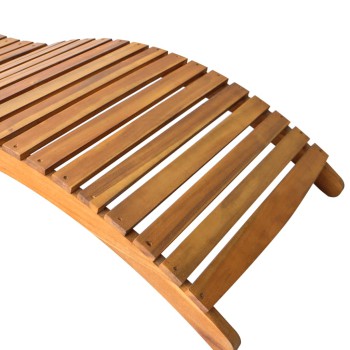 Sunbed in Solid Brown Acacia Wood