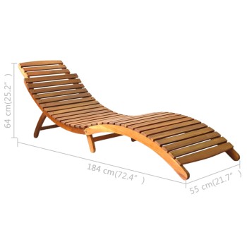 Sunbed in Solid Brown Acacia Wood