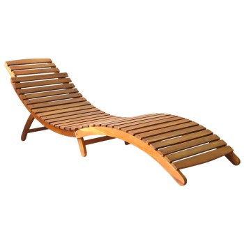 Sunbed in Solid Brown Acacia Wood