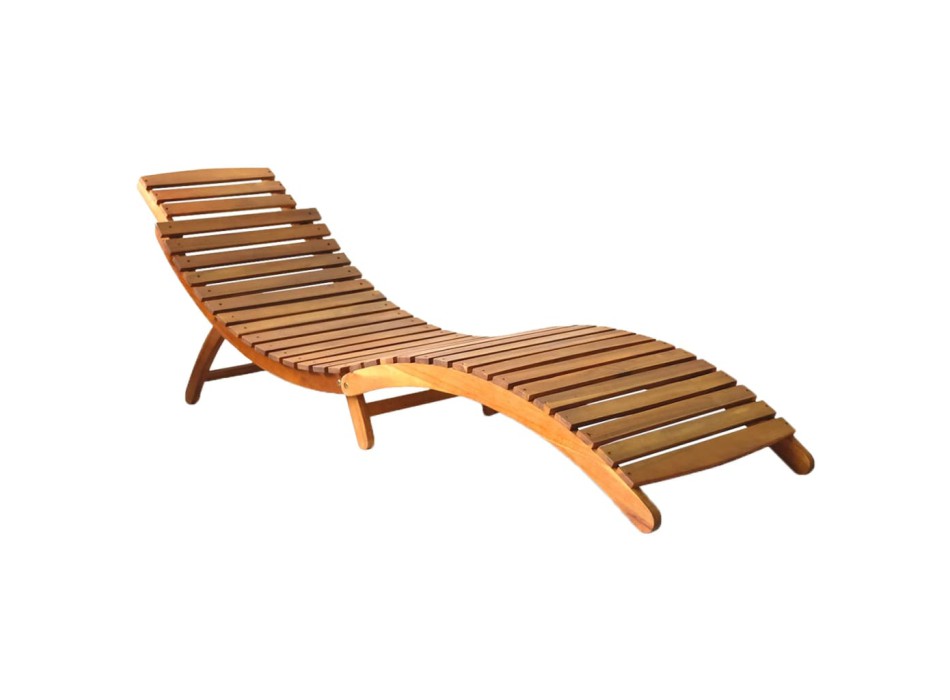 Sunbed in Solid Brown Acacia Wood