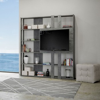 Kato bookcase TV stand - Composition L Kato 6R 2 sides 2 long bands 2 short bands 2 medium bands TV panel White Ash