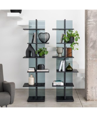 Step smoked glass bookcase 0/79 PEZZANI