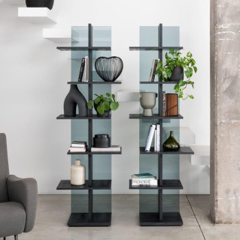 Step smoked glass bookcase 0/79 PEZZANI