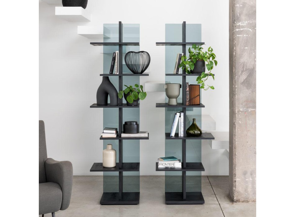 Step smoked glass bookcase 0/79 PEZZANI