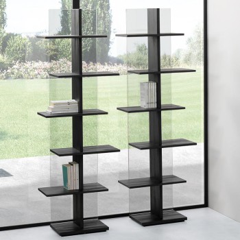 Step transparent glass bookcase 0/79 PEZZANI