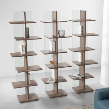 Step transparent glass bookcase 0/79 PEZZANI