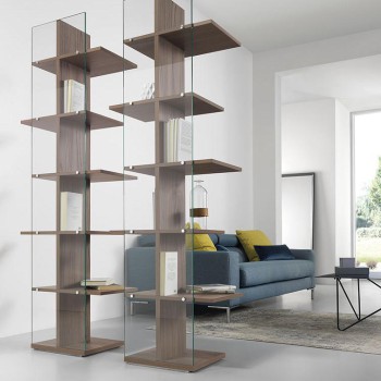 Step transparent glass bookcase 0/79 PEZZANI