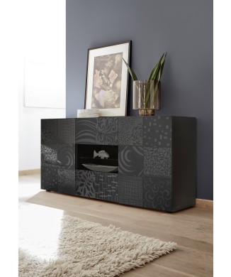 Sideboard 2 doors 2 drawers MIRO 181x84x43 cm black colour