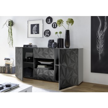 Sideboard 2 doors 2 drawers PRISMA black colour