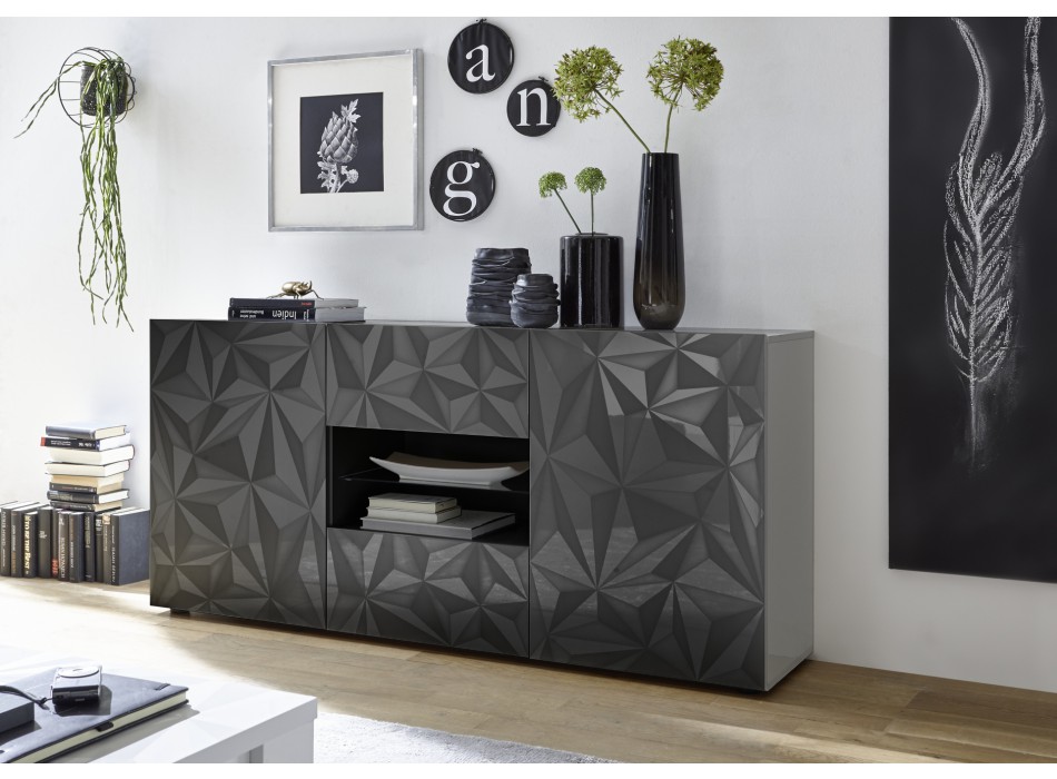 Sideboard 2 doors 2 drawers PRISMA black colour