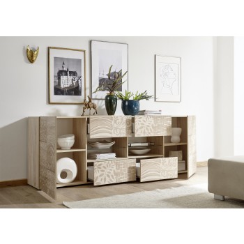 Sideboard 2 doors 4 drawers MIRO 241x84x43 cm oak colour