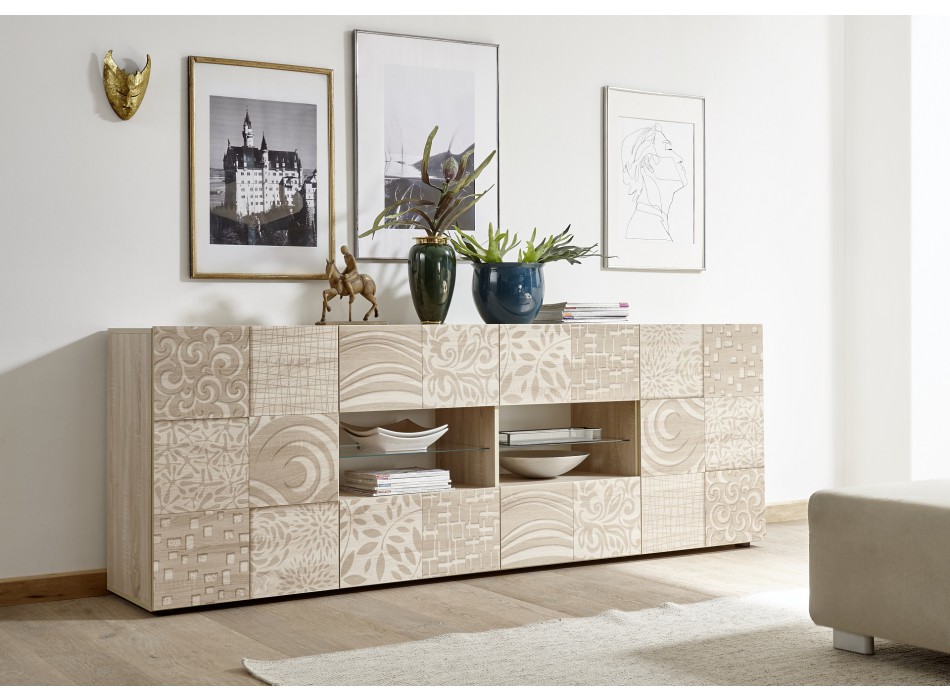 Sideboard 2 doors 4 drawers MIRO 241x84x43 cm oak colour