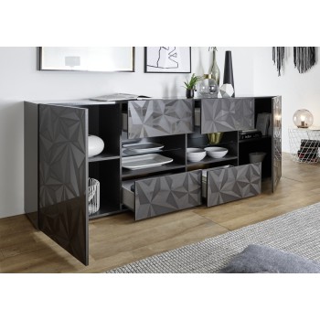 Sideboard 2 doors 4 drawers PRISMA black colour