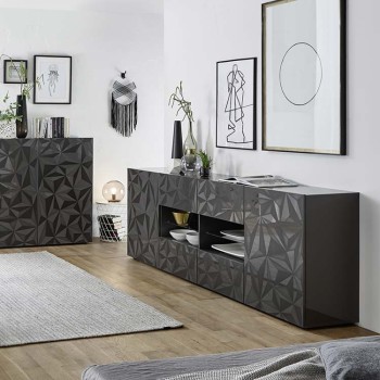 Sideboard 2 doors 4 drawers PRISMA black colour