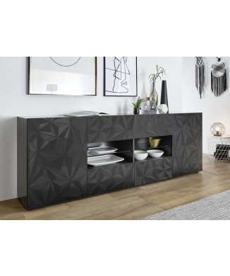 Sideboard 2 doors 4 drawers PRISMA black colour