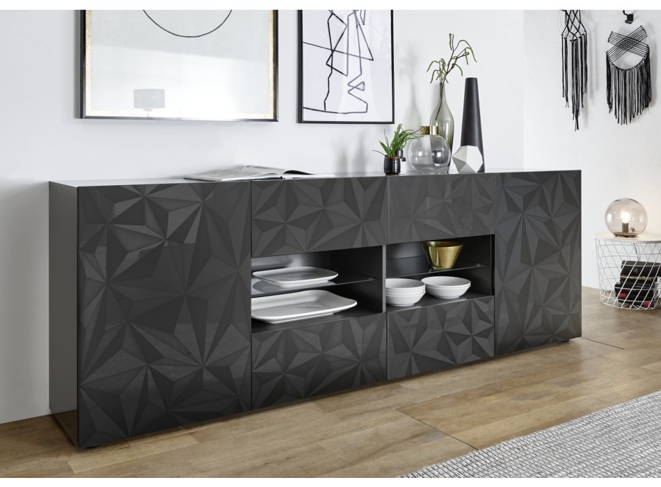 Sideboard 2 doors 4 drawers PRISMA black colour