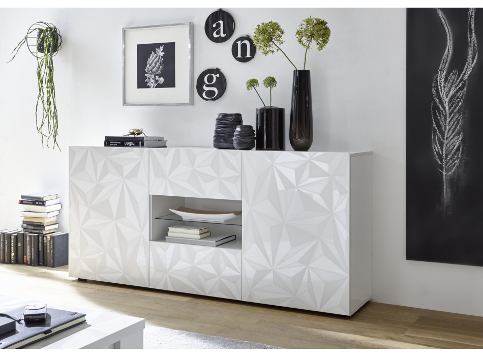 PRISMA sideboard with 2 doors and 2 drawers in white colour