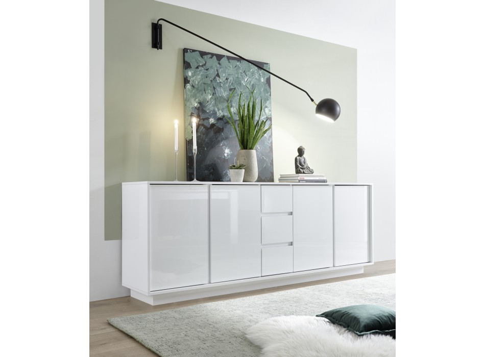 Sideboard with 4 doors and 3 drawers ICE 180x78x43 cm